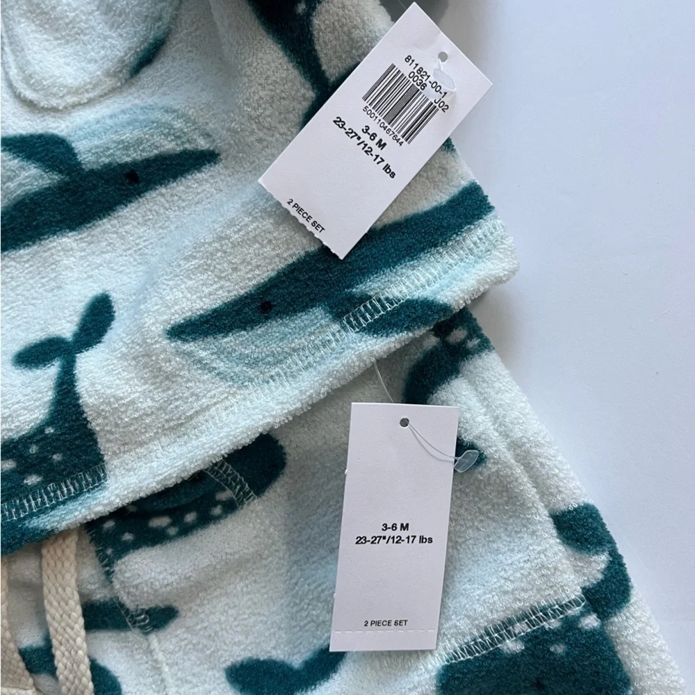 Old Navy • NWT Crew Neck Pocket Blue Whale Terry Cloth Sweatshirt Sweatpants